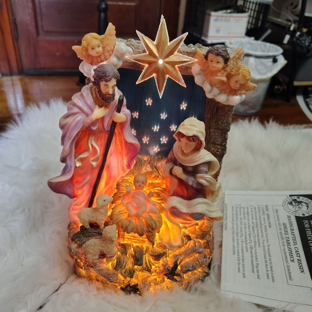 VTG Home Color Changing Fiber Optic 12” Nativity Set w/adapter